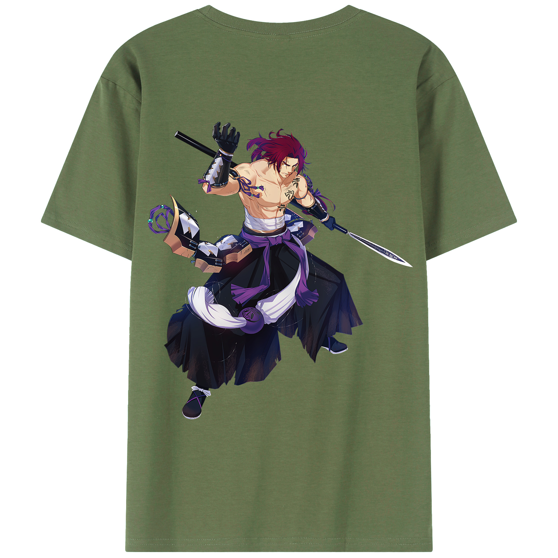 （画像用） 刀剣乱舞 Touken Ranbu 綿100％ メンズ半袖Tシャツ（バックプリント） 通気性